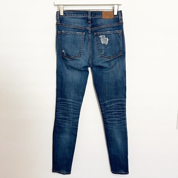 Madewell Denim 9" High Rise Skinny Jeans Distressed Edition G7190 Blue Size 27 - Picture 9 of 11
